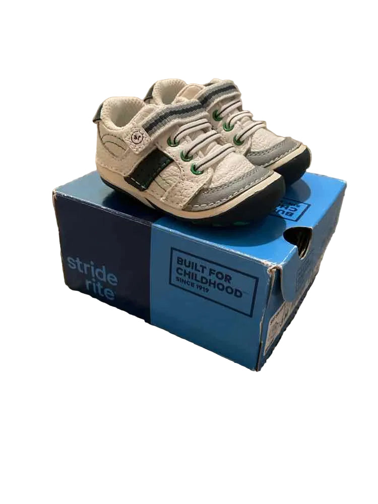 Stride Rite (B) Infant Shoe Size 3 (Infant) White Gray Boy's Casual Shoes