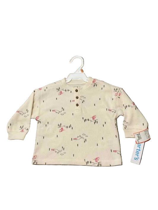 Carters (C) Red Cream Infant Size 12 MO Boy's LSTop
