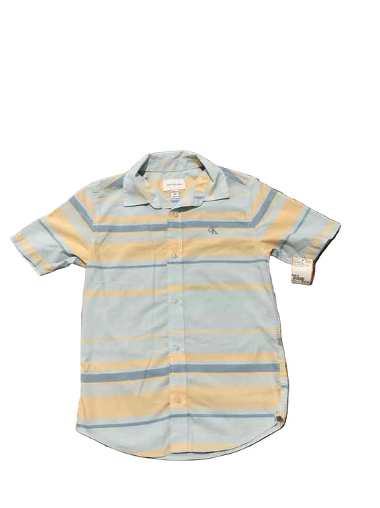 Calvin Klein (B) Blue Yellow Youth Size 8 Boy's ButtondownSS