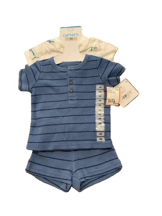 Carters (C) White Blue Infant Size 3 MO Boy's 3PC Casual
