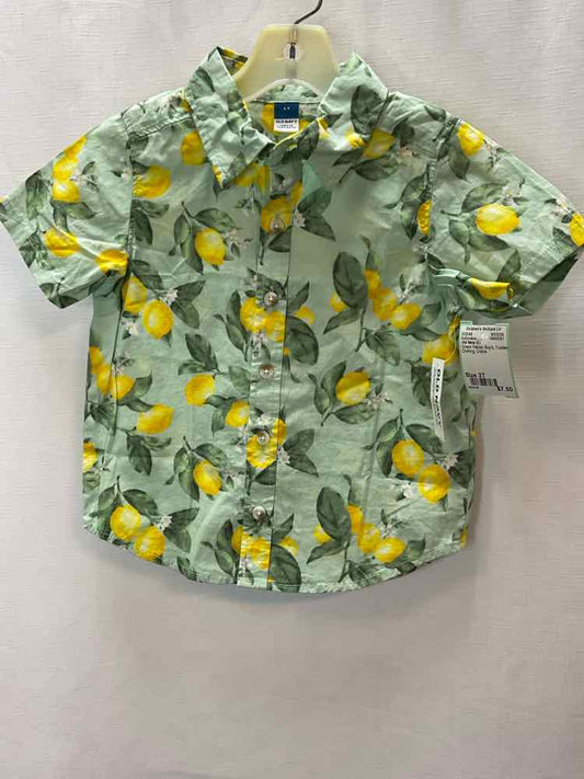 Old Navy (C) Green Yellow Toddler Size 3T ButtondownSS