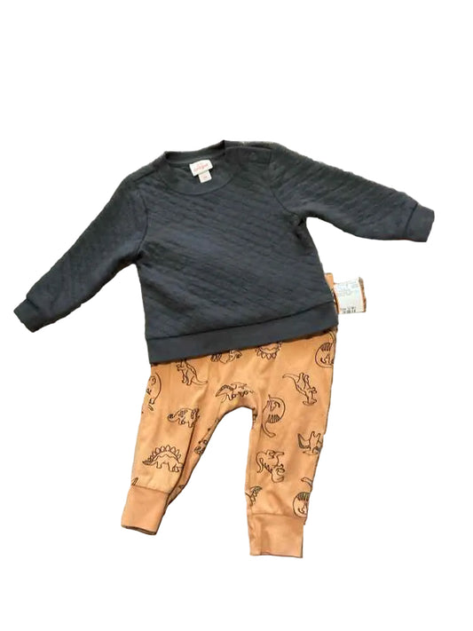 Cat and Jack (D) Brown Grey Infant Size 12 MO Boy's 2PC Casual