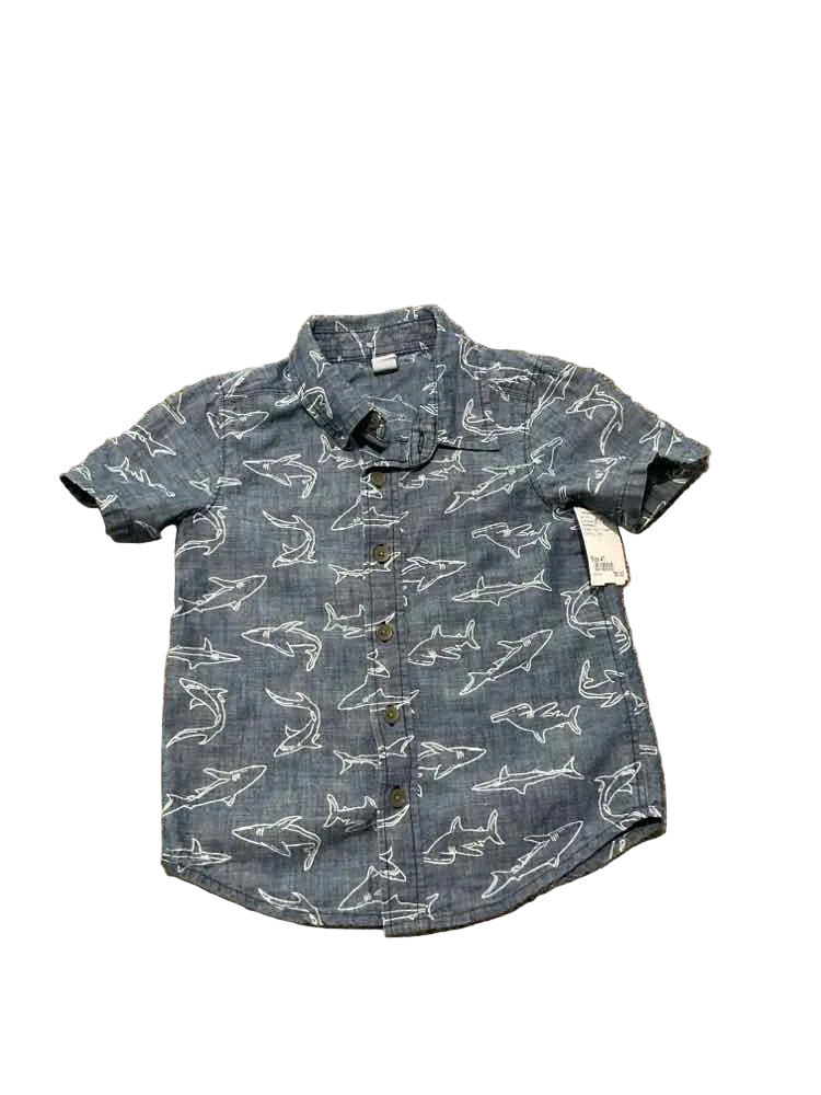 Old Navy (C) Sharks Toddler Size 4T Boy's ButtondownSS
