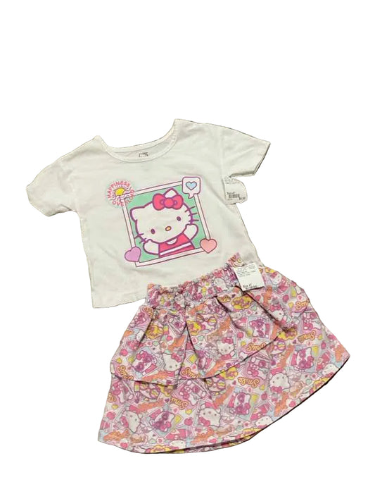 Hello Kitty (D) White Pink Toddler Size 4T Girl's 2PCCasual