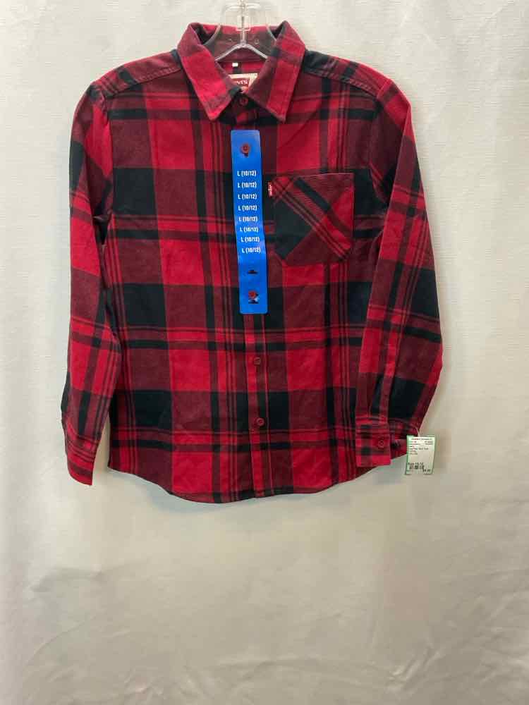 Levi's Red Plaid Youth Size 10-12 ButtondownLS