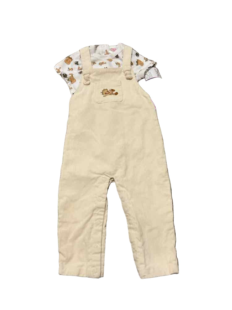 Marvel (D) white brown Infant Size 12-18 MO Boy's 2PC Overall Pant
