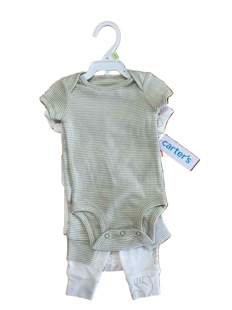 Carters (C) White Green Infant Size 3 MO Girl's 3PC Casual
