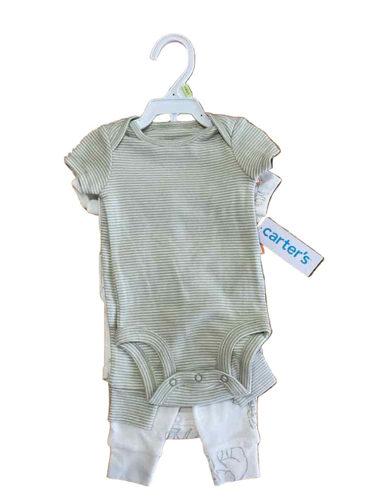Carters (C) White Green Infant Size 3 MO Girl's 3PC Casual