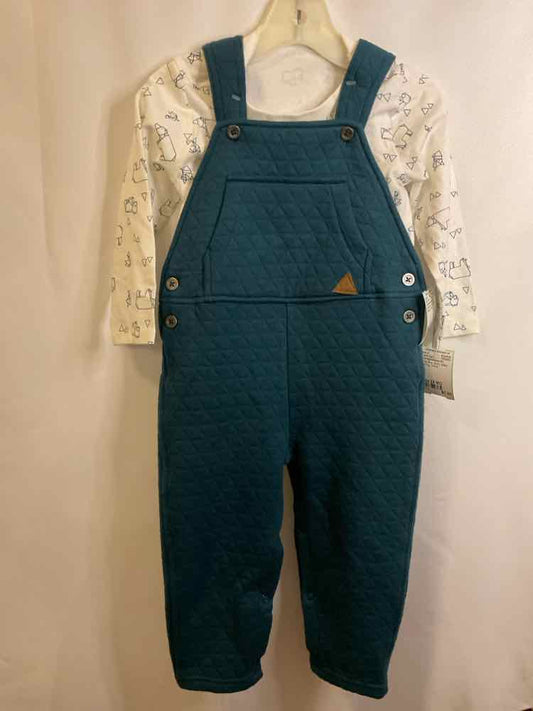 First Impressions (C) White Blue Infant Size 24 MO Overall Pant