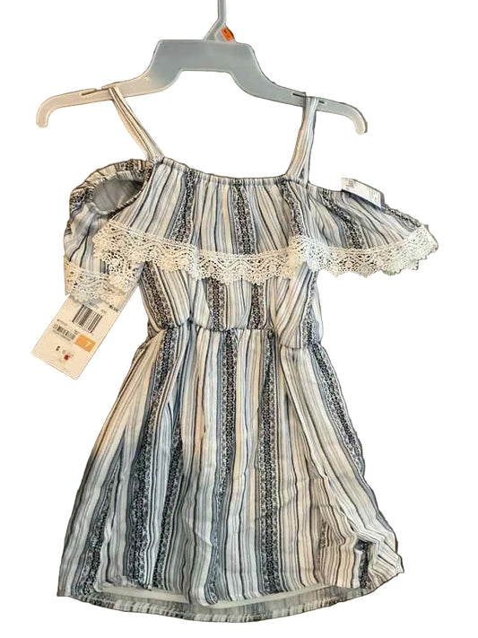Rare Editions (B) White Blue Youth Size 7 Girl's Sundress
