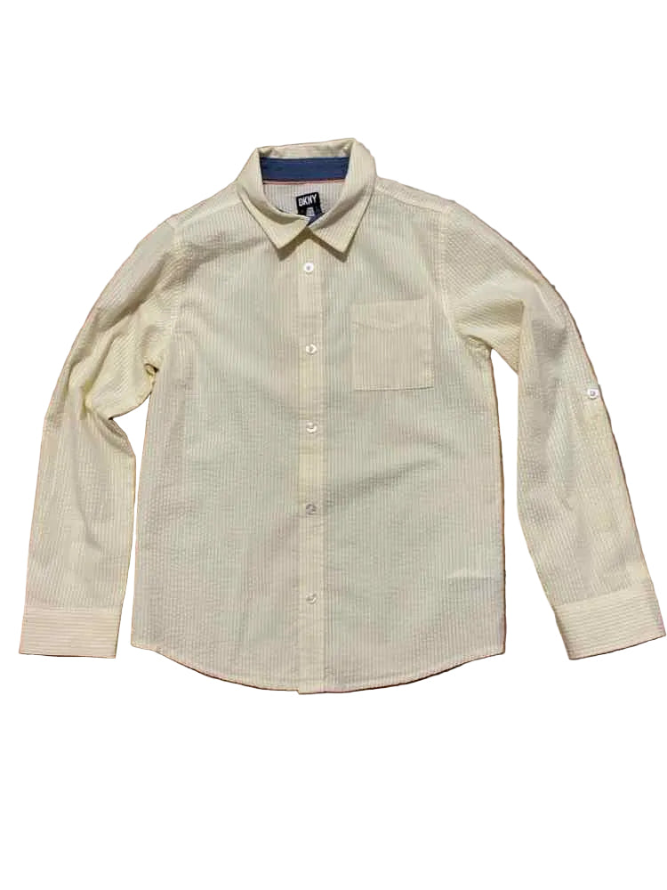 DKNY (A) White Yellow Youth Size 10-12 Boy's ButtondownLS