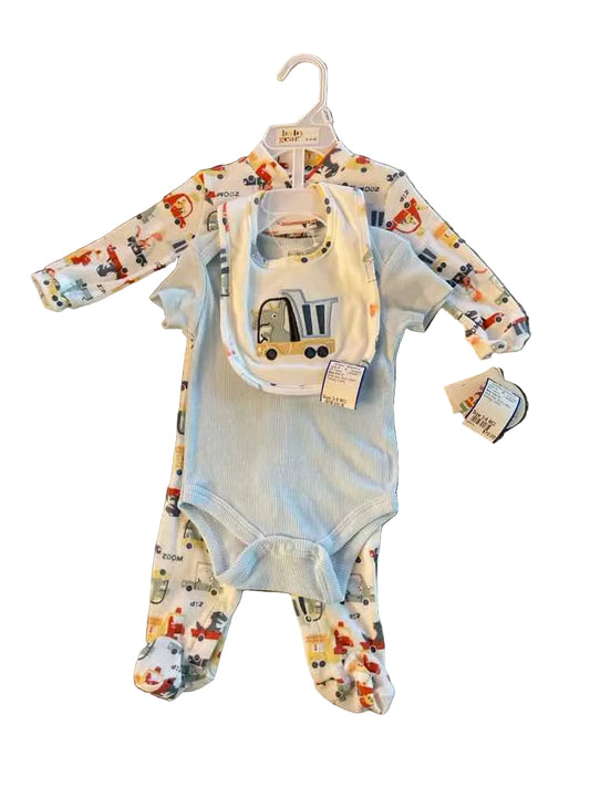 Baby Gear (C) White Blue Infant Size 3-6 MO Boy's 3PC Casual