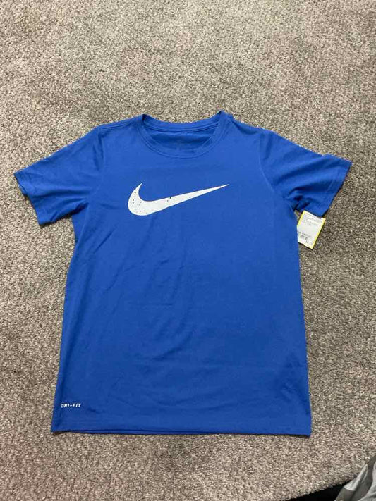 Nike (B) White Blue Youth Size Medium Boy's AthleticTopSS