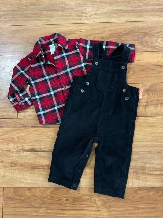 Carters (C) Red Black Infant Size 9 MO Boy's 2PC Casual