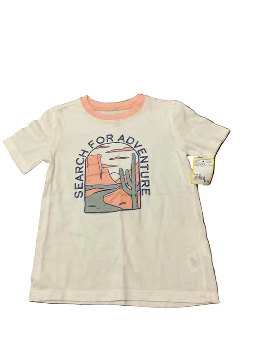OshKosh BGosh White Orange Toddler Size 4T Boy's SSTop