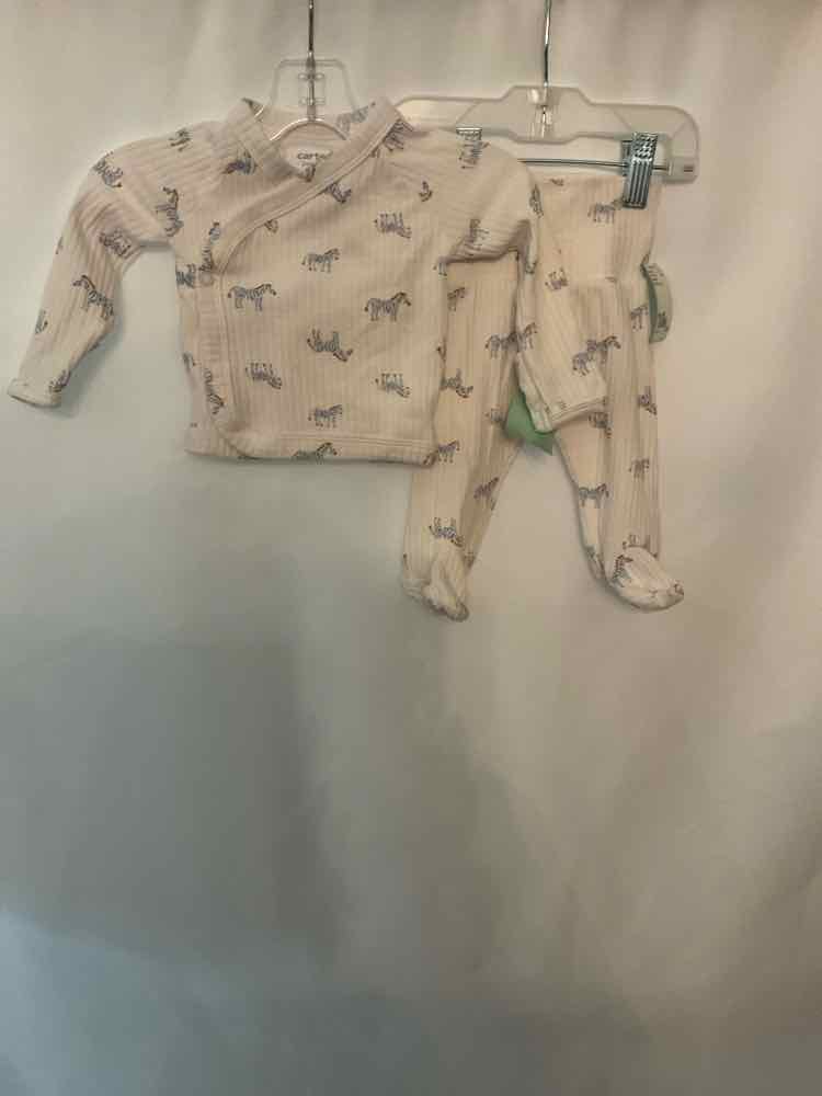 Carters (C) White Blue Infant Size NB 2PC Casual