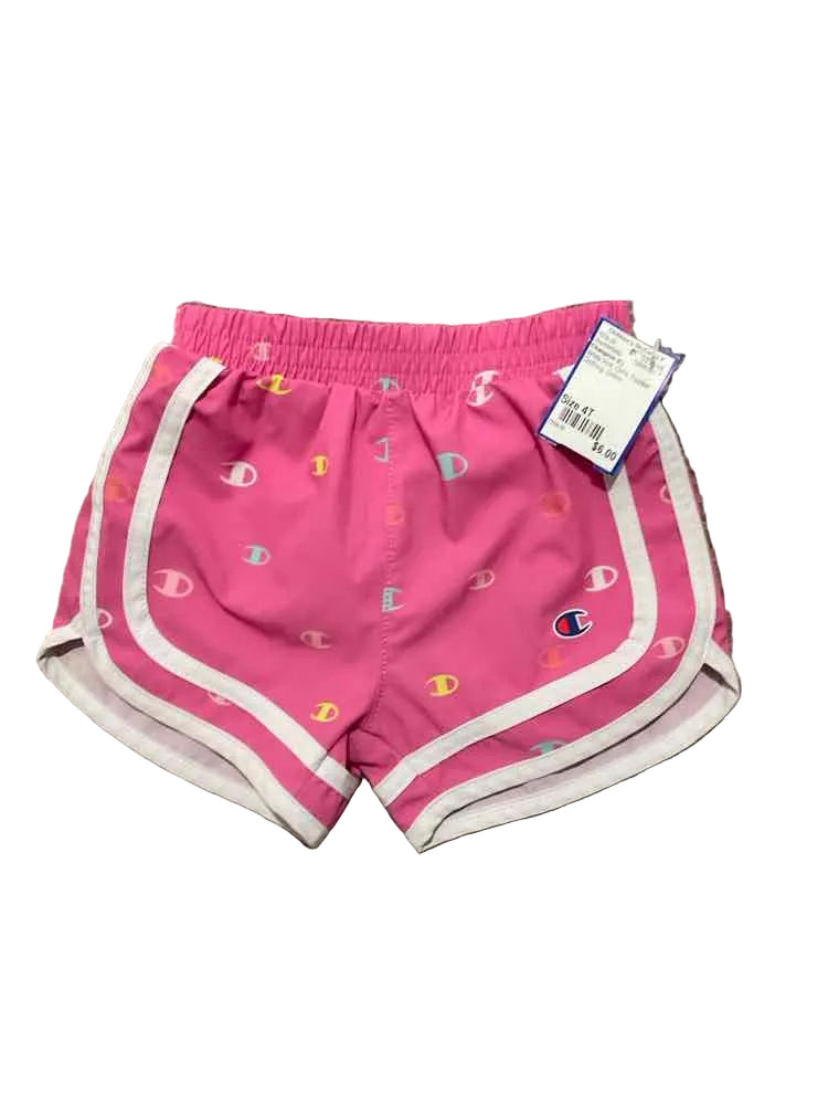 Champion (C) White Pink Toddler Size 4T Girl's ShortAthletic