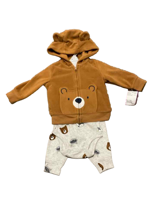Carters (C) Gray Brown Infant Size 3 MO Boy's 3PC Casual