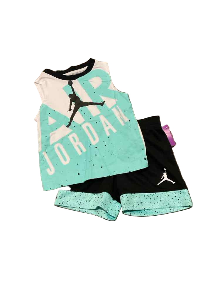 Jordan (B) Green Black Toddler Size 2 Boy's 2PCAthleticShortSuit