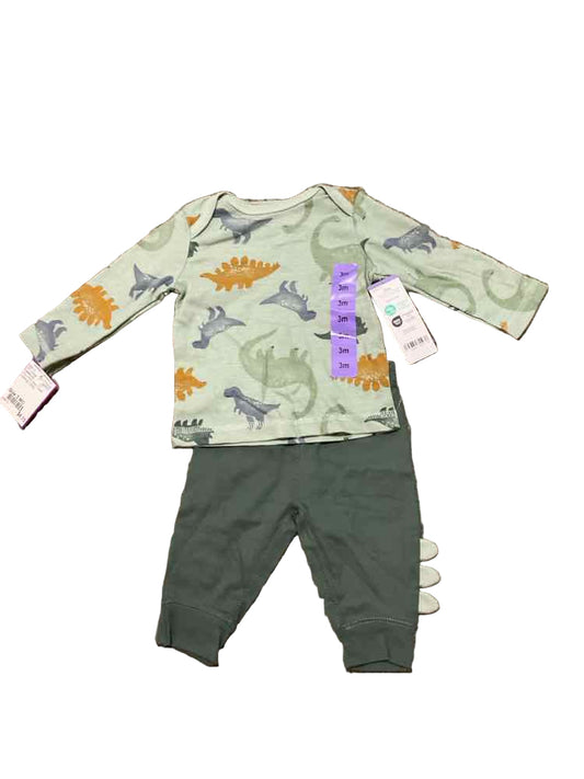 Carters (C) Dino Print Infant Size 3 MO Boy's 2PC Casual