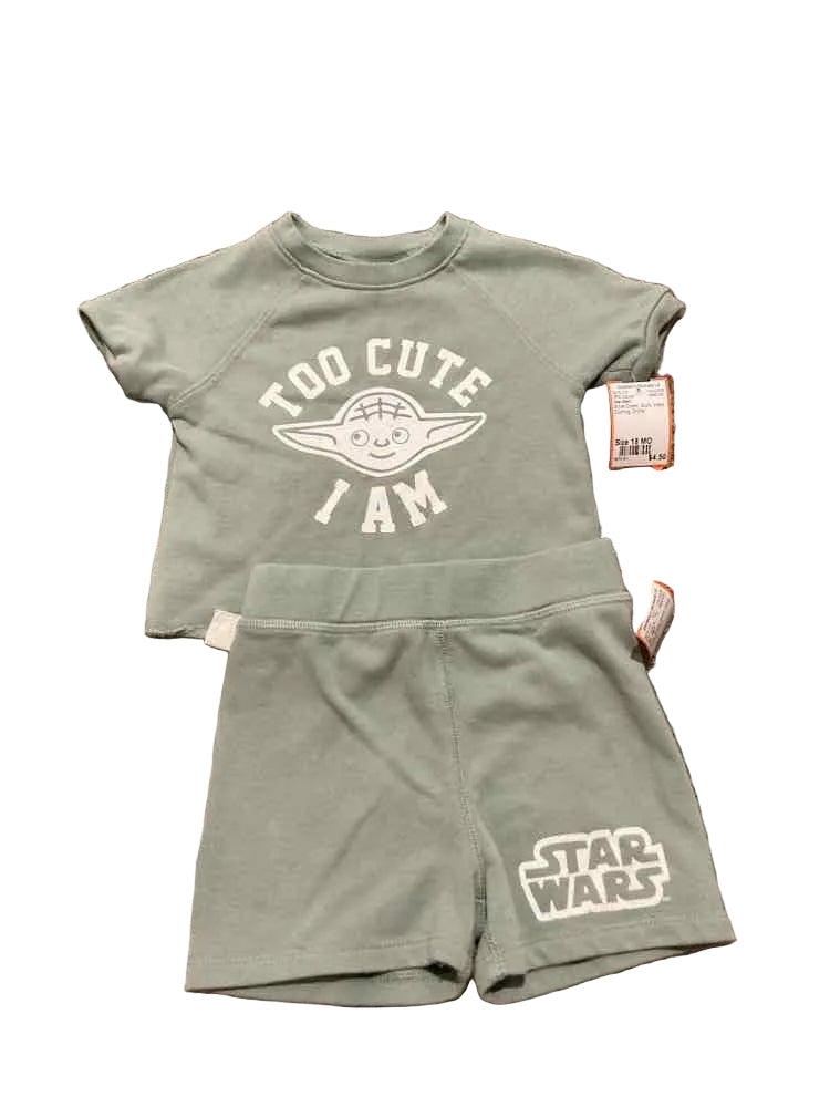 Star Wars White Green Infant Size 18 MO Boy's 2PC Casual