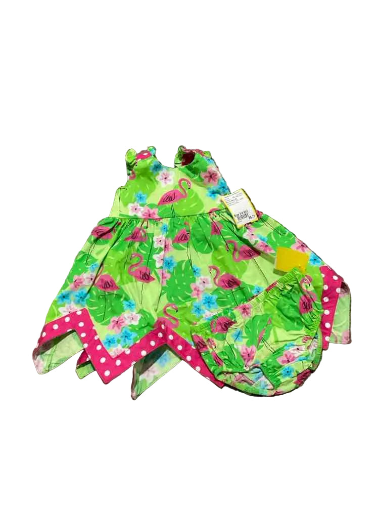 Bonnie Baby (B) Green Pink Infant Size 3-6 MO Girl's Sundress