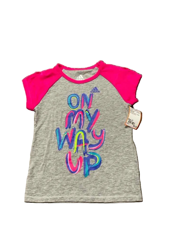 Adidas (B) Pink Gray Toddler Size 3T Girl's AthleticTopSS