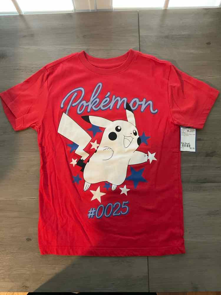 Pokemon Red White Blue Youth Size Small Boy's SSTop
