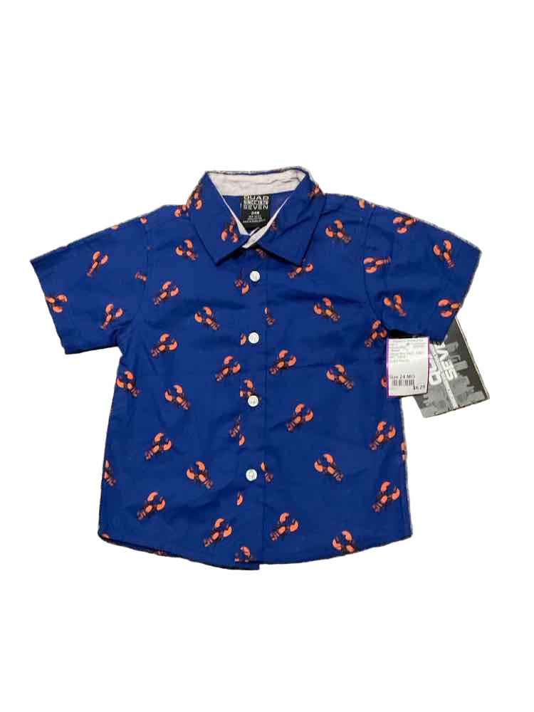 C Brand Orange Blue Infant Size 24 MO Boy's ButtondownSS