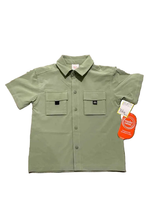 Wonder Nation (E) Green Toddler Size 3T Boy's ButtondownSS