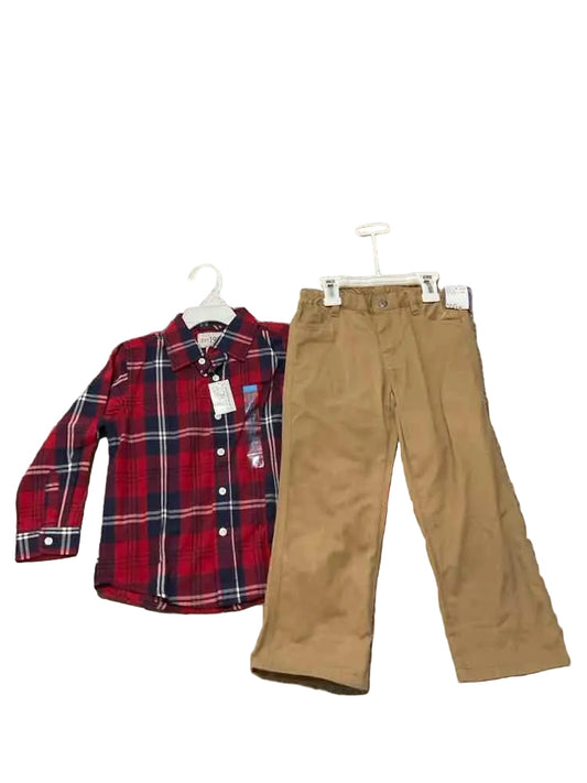 Nautica (B) Red Tan Toddler Size 4T Boy's 3PCCasual