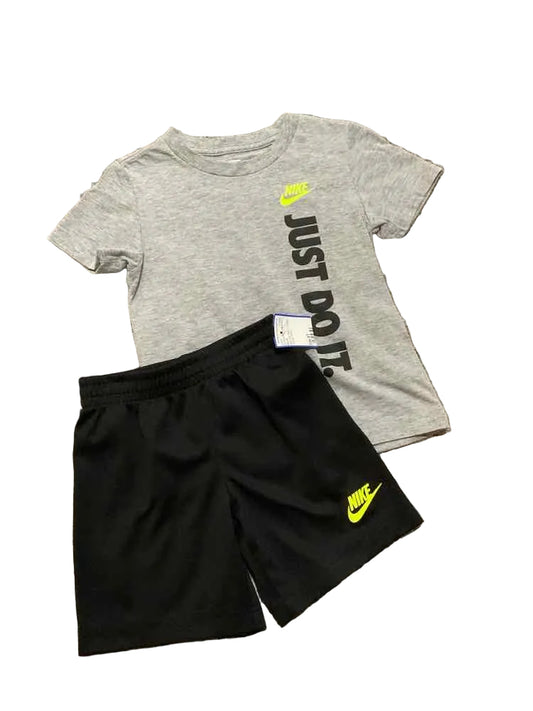 Nike (B) Black Gray Toddler Size 4T Boy's 2PCAthleticShortSuit