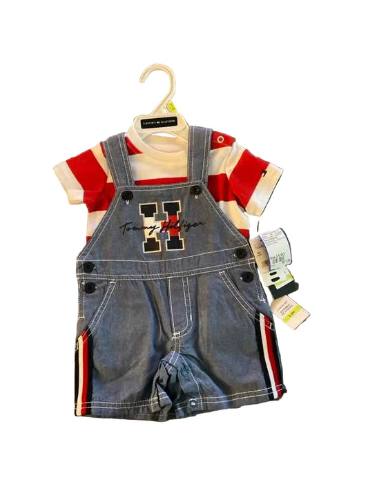 Tommy Hilfiger (B) Red White Blue Infant Size 3-6 MO Boy's 2PC Overall Short