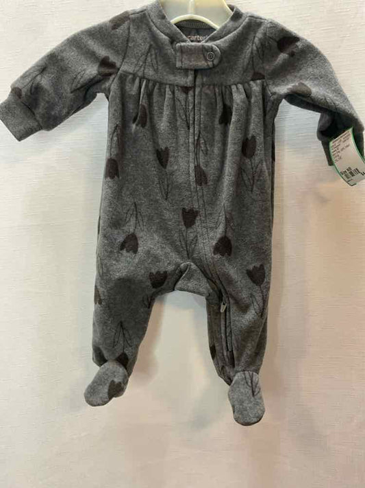 Carters (C) Black Gray Infant Size NB 1PCSleepwear