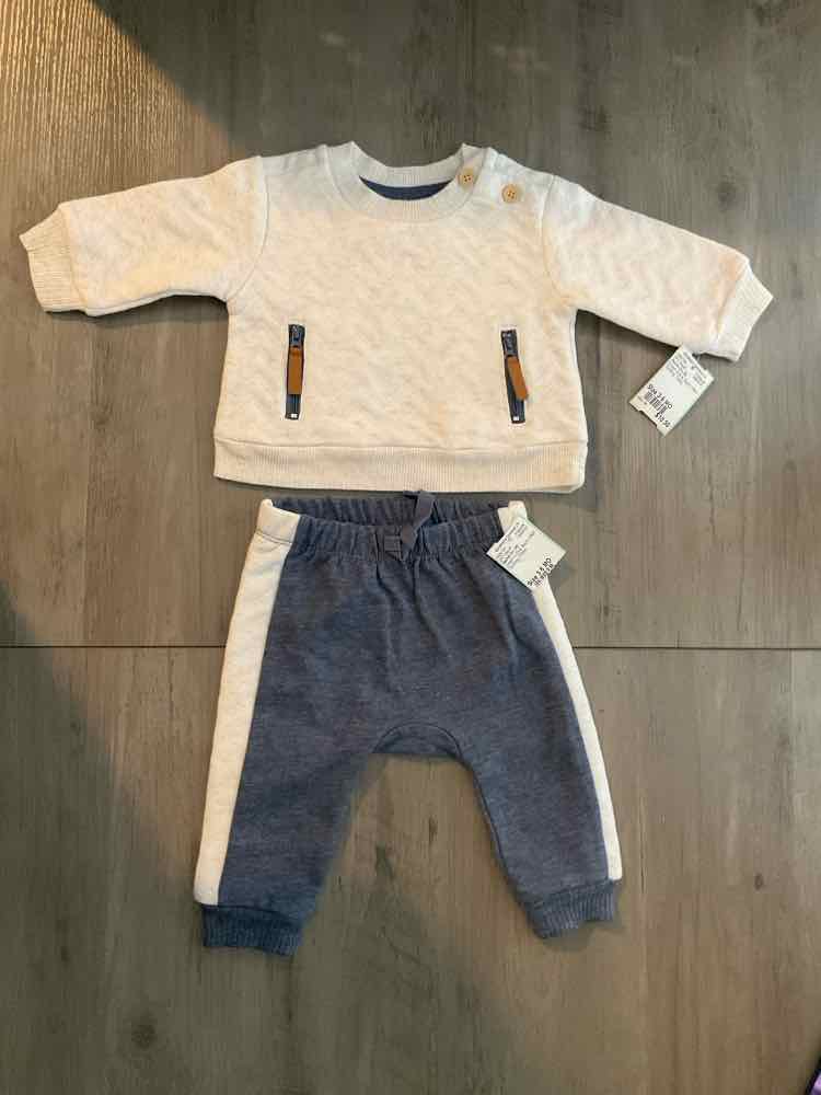 Rachel Zoe (A) Cream & Blue Infant Size 3-6 MO Boy's 2PC Casual