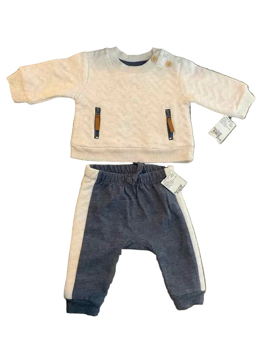 Rachel Zoe (A) Cream & Blue Infant Size 3-6 MO Boy's 2PC Casual