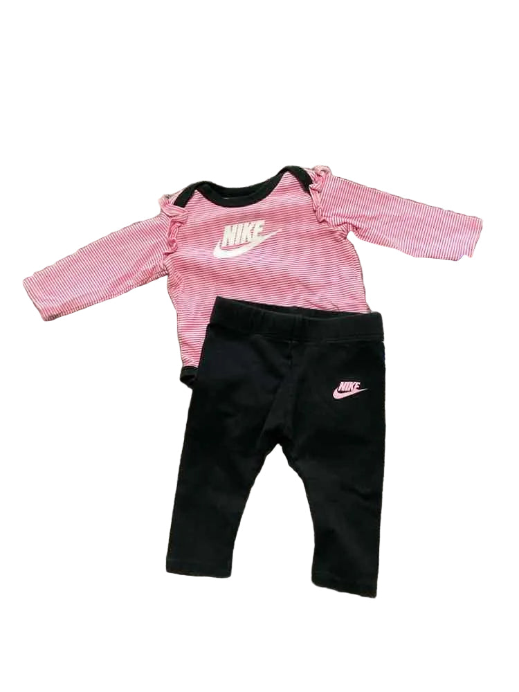 Nike (B) Black Pink Infant Size 3 MO Girl's 2PC Casual