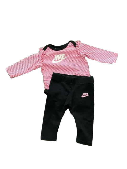 Nike (B) Black Pink Infant Size 3 MO Girl's 2PC Casual