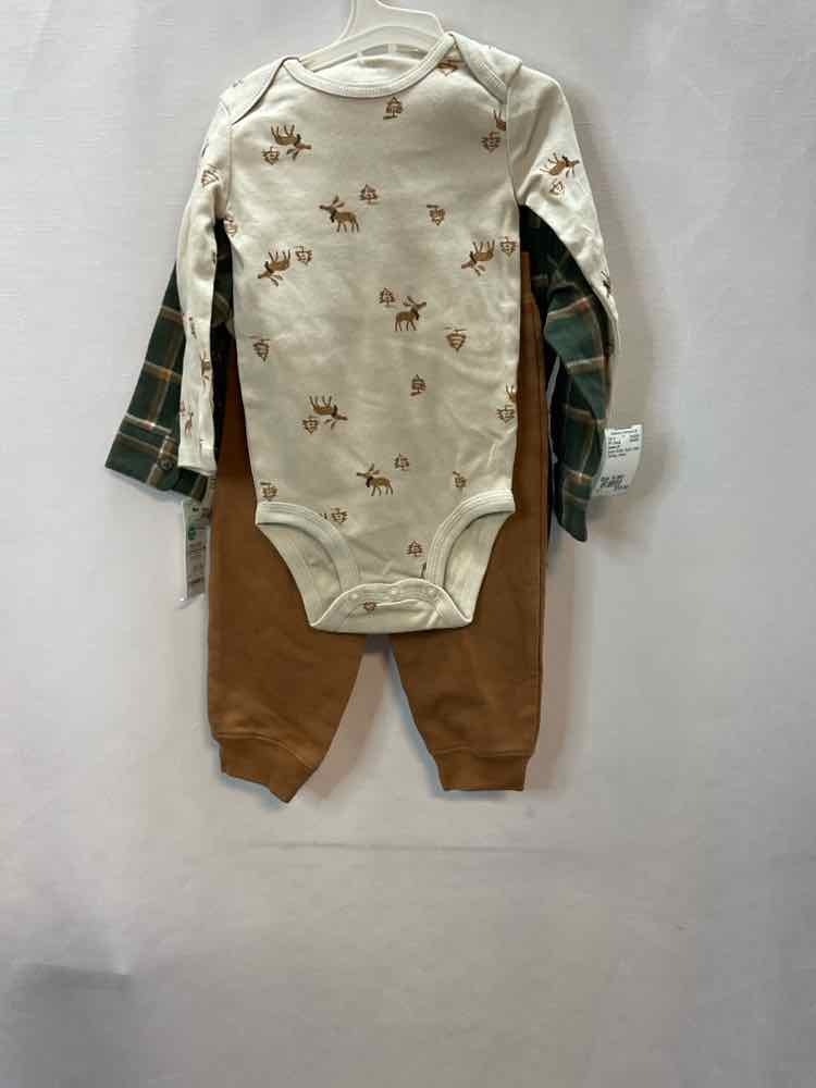 Carters (C) Brown Green Infant Size 18 MO 3PC Casual